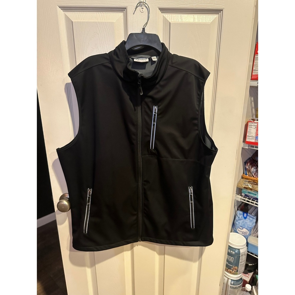 32 Degrees Mens Black Soft Shell Vest Size XXL Full Zip Pockets Outdoor